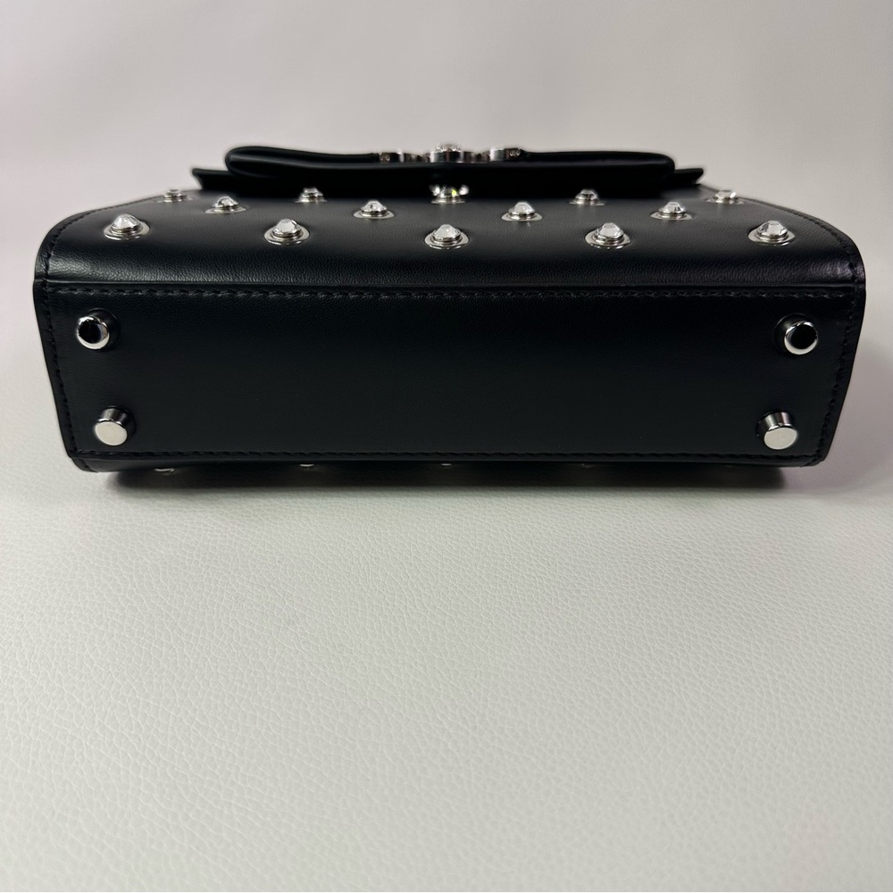NEW! Versace Crystal Medusa 95 Studded Top Handle Shoulder Bag Black Lamb - Picture 8 of 11